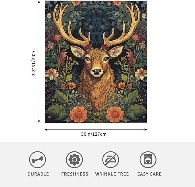 Deer Soft Throw Blanket Flannel Fleece Blankets Warm Cozy Lightweight Fuzzy Blanket for Bed Sofa Couch Home Decor 60"X50"