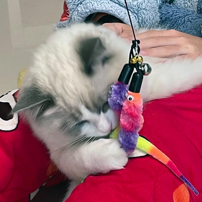 Cat Feather Toys Replacement Cat Wand Refills,，Interactive Cat Wand Toy Replacement,Cat Worms Refill,Cat Wand Toy Assorted Teaser Refills (13Pcs Feathers Worm)