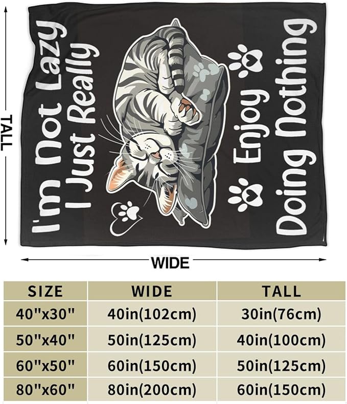 Funny Cats Throw Blanket - Cozy Print Flannel Fleece Soft Plush Fuzzy Warm Lightweight Bedding - Cat Decor Stuff Merch Gifts for Women Men Girls Kids - 50"X40"