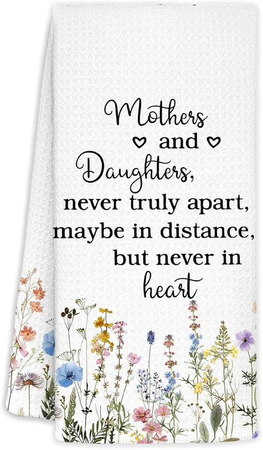 Mothers and Daughters Kitchen Towels Decorative, for Mom Dish Towels, Best Mom Birthday Gifts Hand Towels Drying Cloth for Kitchen Bathroom Decor, 16x24 Inch