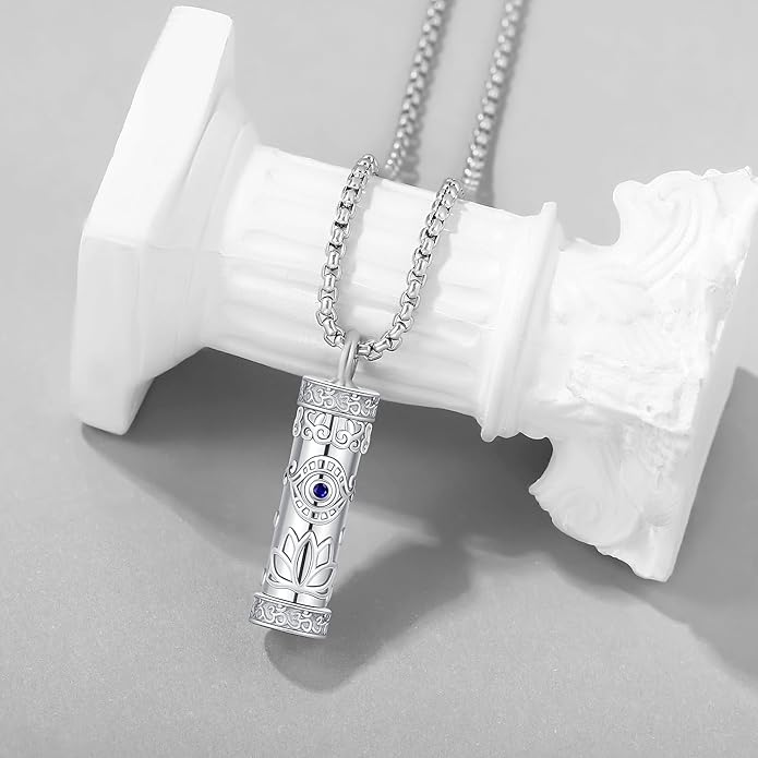 Aniu Cremation Jewelry for Ashes S925 Sterling Silver Urn Necklace Memorial Necklace for Human Ashes of Loved Ones Keepsake Pendant for Men Women