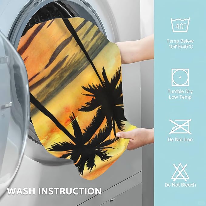 Tropical Palms Hand Towels Set of 2,Beach Sunset Soft Fingertip Bath Towel Small Face Washcloths Decor Kitchen Towel for Hotel Spa Gym Sport 28x14in