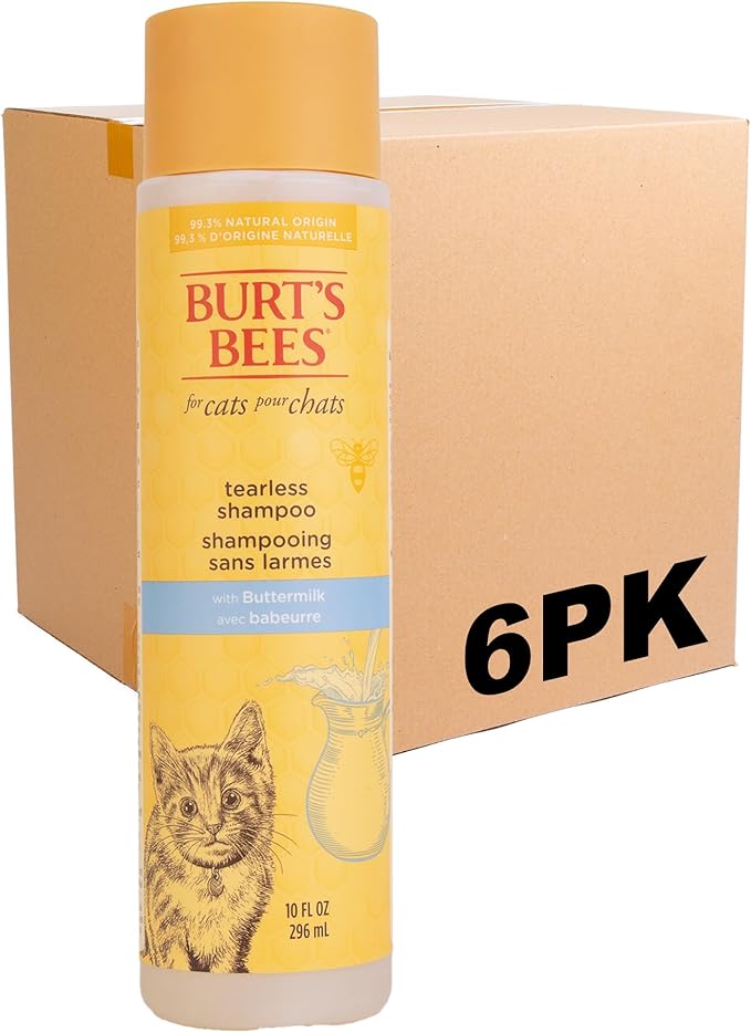 Burt's Bees for Pets Tearless Kitten Shampoo with Buttermilk, 6pk, 99.3% Natural Origin Formulas, Pet Shampoo for Cats, Gentle Cat Shampoo, Cat Shampoo for Itchy Skin, 6pk, 10 oz