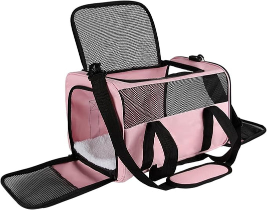 Carriers Soft-Sided Pet Carrier Pink for Medium Large Cats Dogs Undertake 35Lbs,Ventilated Mesh Windows,Top Load Cat Carrier with Airline Approved(X-Large,Pink)