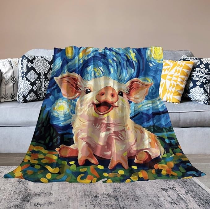 Pig Funny Gifts for Girls Boys Kids - Soft Warm Fleece Plush Blankets for Bed Sofa Couch - 40"x50"