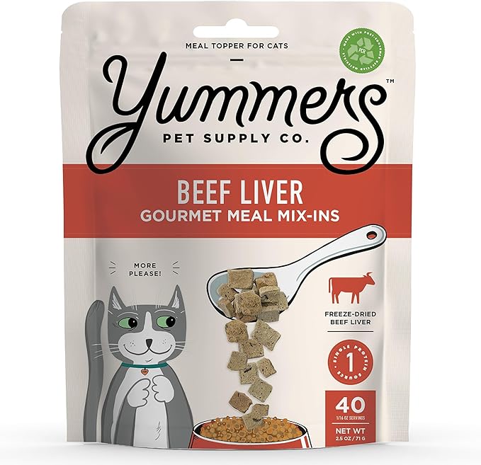 Premium Beef Liver Meal Mix-Ins, 2.5 oz - Cat Food Toppers - Freeze Dried Cat Food Mix Ins - Freeze Dried Cat Meal Toppers - Cat Food Topper for Dry Food