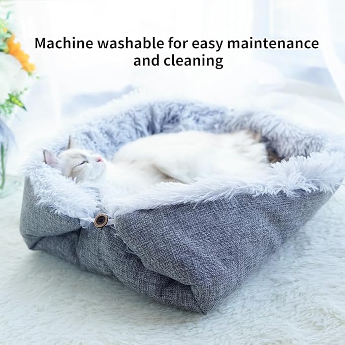 Cat Beds Small Dog Bed, Self Warming Cat Dog Mat Washable Warm Fluffy Pet Pad Calming Cushion Soft Kitty Bed for Indoor Outdoor Crate Pets Cat Small Dog Sleeping (Grey)
