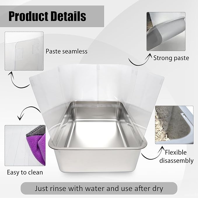 12Pcs Cat Litter Box Pee Shields,Transparent Easy Clean Litter Box Splash Guard for Open Top Litter Pan 14.5×11.5in- Litter Box Not Included