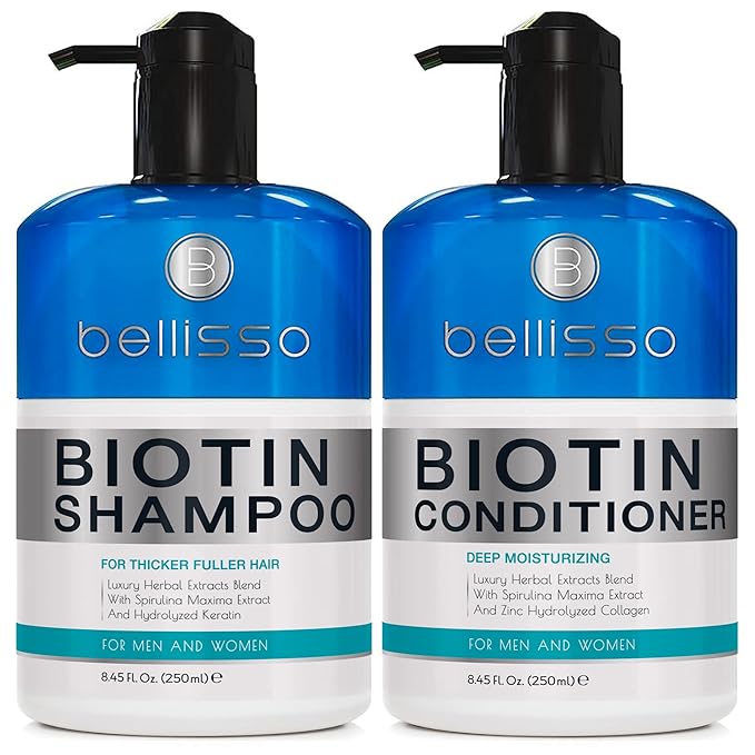 Biotin Shampoo and Conditioner Set - Sulfate and Paraben Free Treatment for Men and Women - Hair Thickening Volumizing Products to Help Boost Thinning Hair with Added Keratin