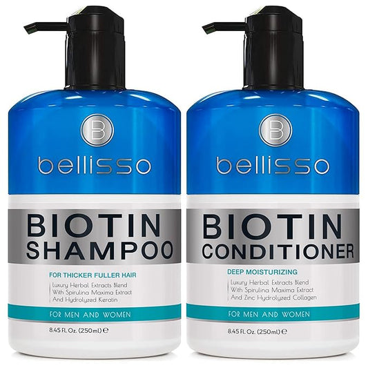 Biotin Shampoo and Conditioner Set - Sulfate and Paraben Free Treatment for Men and Women - Hair Thickening Volumizing Products to Help Boost Thinning Hair with Added Keratin