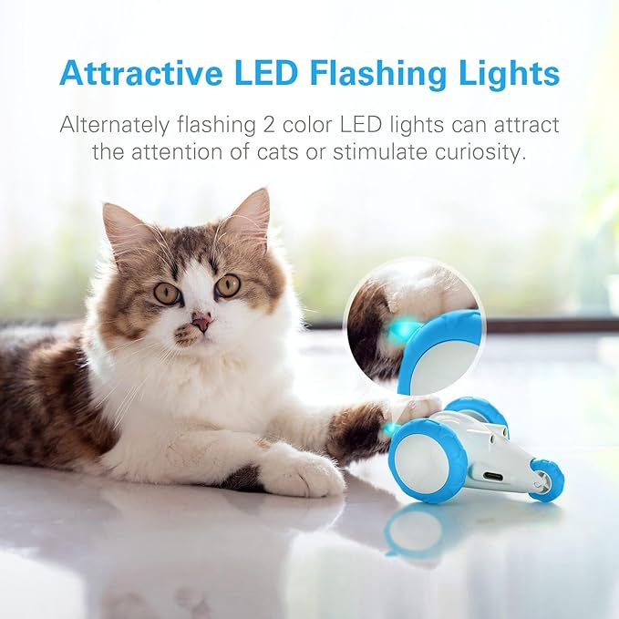 ONE PIX Cat Interactive Toys for Indoor Cats, Christmas Cat Toys, Electric Cat Toys with LED Lights, Smart Cat Mouse Toys for Self Play, Automatic Cat Toys with USB Rechargeable, Gifts for Cats
