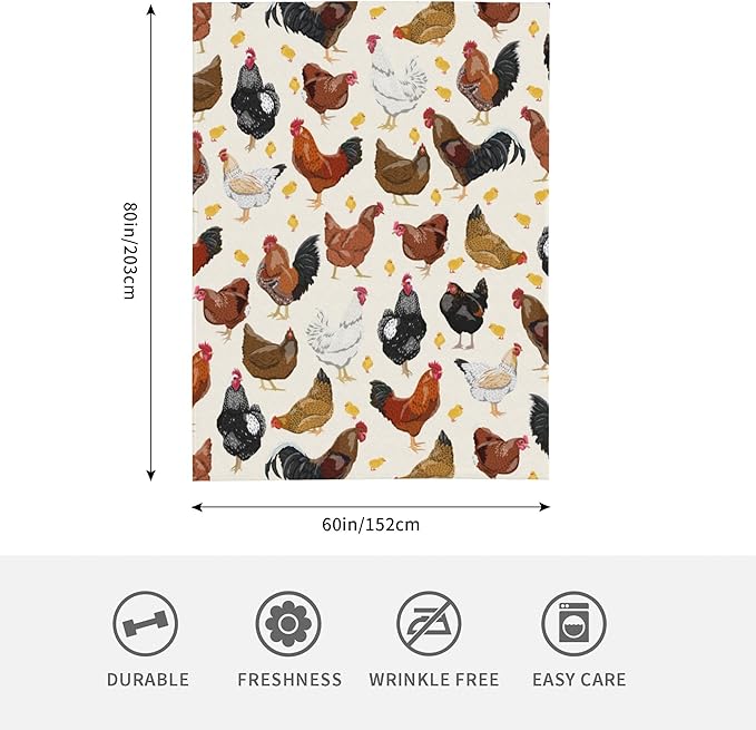 Chicken Soft Throw Blanket Flannel Fleece Blankets Warm Cozy Lightweight Fuzzy Blanket for Bed Sofa Couch Home Decor 80"X60"