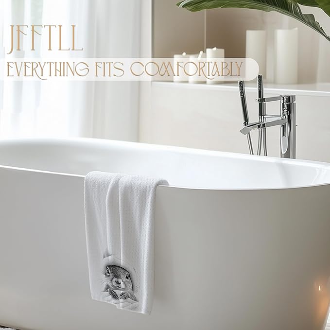 Squirrel Lover Gifts Bathroom Hand Towels, Funny Bathrobe Squirrel Hand Towels for Bathroom Washroom Restroom Decor, 16x24 Inch