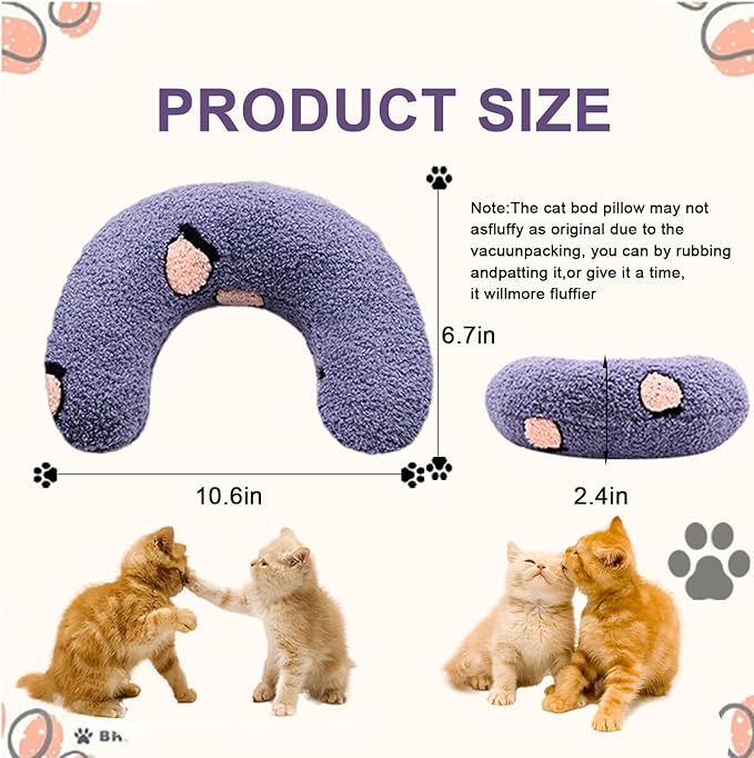 ucho Cats Kitten Pillow Cat Nap Plush, Kitty Purr Soothing Plush Cat Toy,Soft Fluffy Warming Pillow, Pet Calming Toy for Joint Relief Sleeping Improve Purple