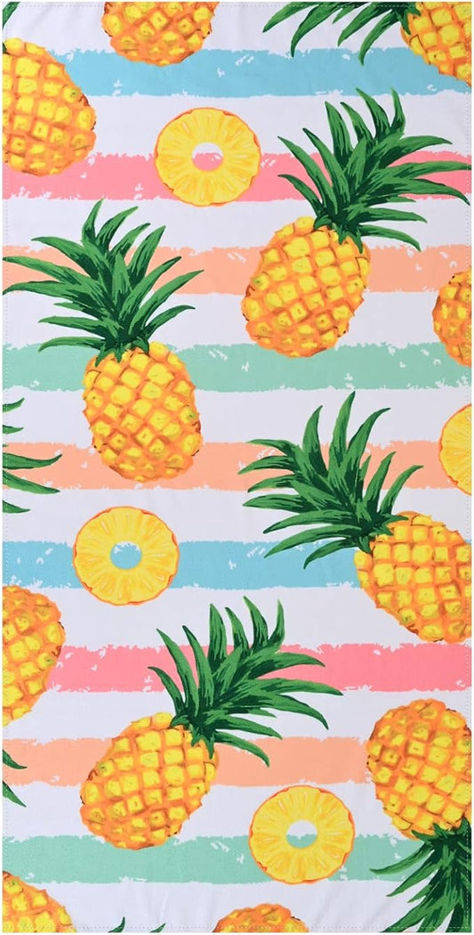 LIVILAN Oversized Pineapple Beach Towel, Lightweight Microfiber Absorbent Quick Dry Sand Free Blanket Towels, Thin and Soft Pool Travel Bath Swim Towels for Adults Kids, 30"x60" Yellow Towel Gifts