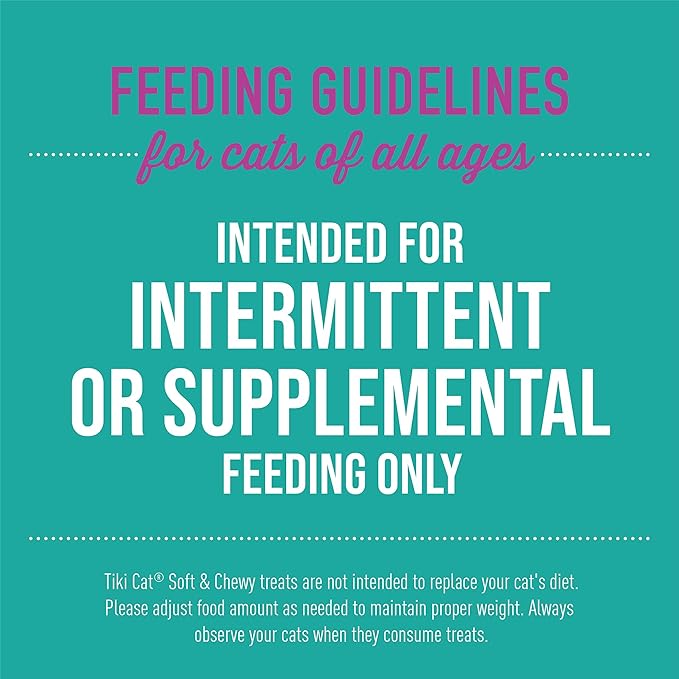 Tiki Cat Soft & Chewy Treats, Tuna Flavor, 3 Calories Per Treat with Grain-Free and No Added Gluten, 2 oz Pouch