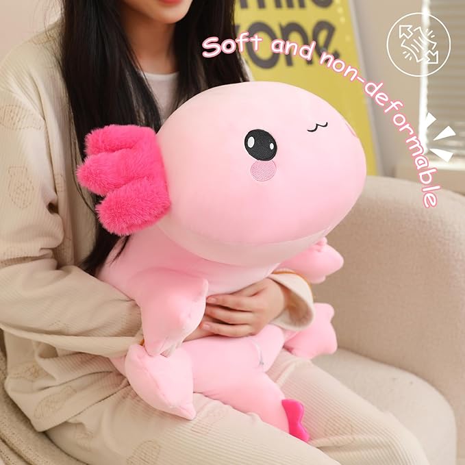 SQEQE Weighted Axolotl Plush, Weighted Axolotl Stuffed Animal, Cute Plushies Soft Pink Pillow Toy Gift for Kids Adults 13.8 Inch, 1.6 Lbs