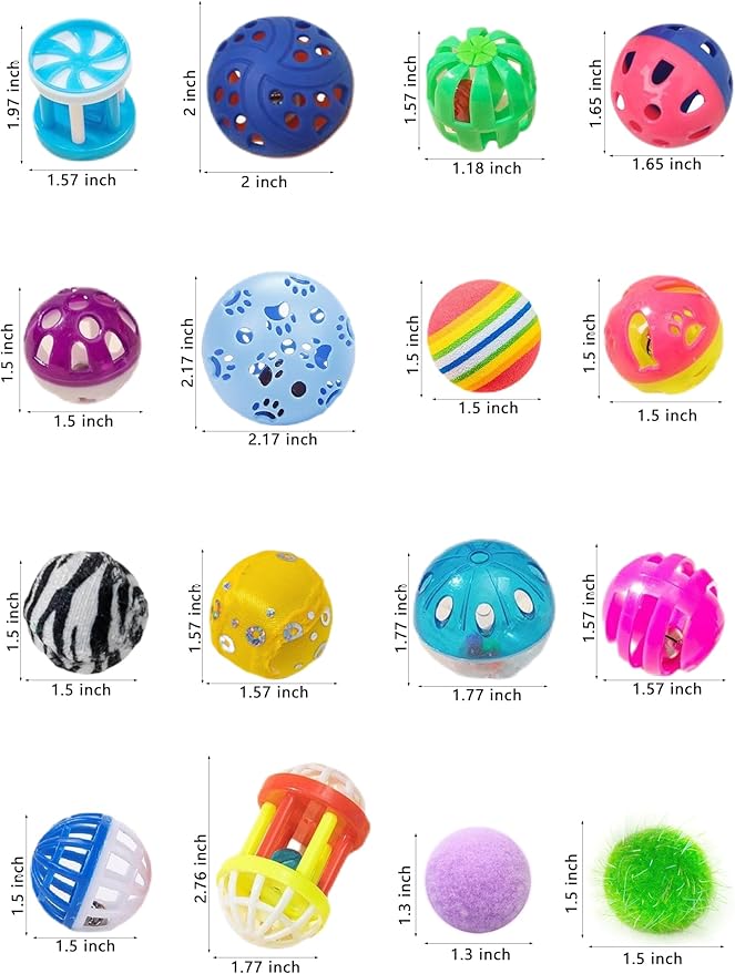 Cat Toys Pack – 40pc Set of Jingle, Reflective, and Plush Balls for Indoor Cats – Safe, Fun, and Stress-Relieving Playtime for Cats