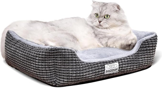 Dog Bed for Small Dogs, Small Cat Beds for Indoor Cats, Extra Soft Washable Dog Beds, Nonskid Bottom Calming Puppy Beds for Puppy and Kitten, Grey, 20 inches