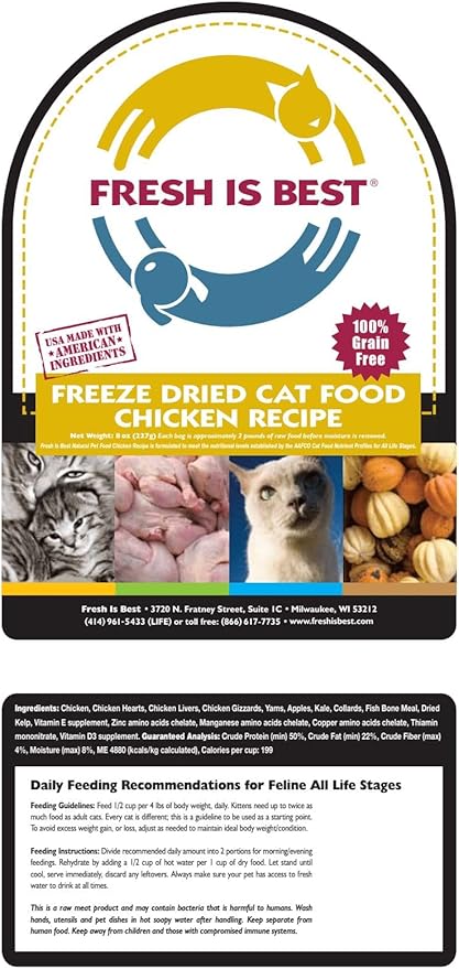 Fresh Is Best - Freeze Dried Raw Cat Food - Chicken, 8 Ounces