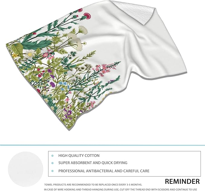 2 Pack Hand Towels for Bath,Herbs and Wild Flowers Decorative Towels Highly Absorbent Soft Towels for Bathroom Beach Kitchen Spa Gym Face Towel 14x28 Inch