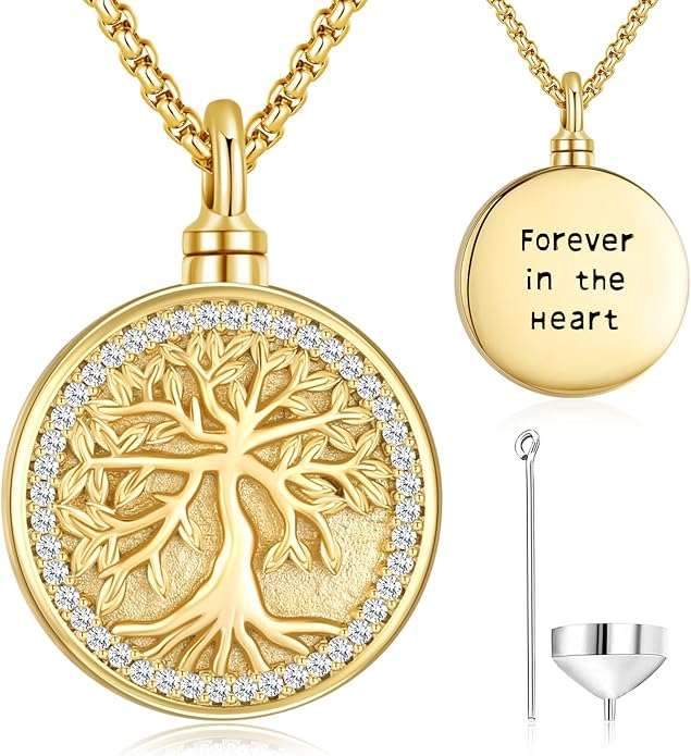 Aniu Cremation Jewelry for Ashes S925 Sterling Silver Urn Necklace Memorial Necklace for Human Ashes of Loved Ones Keepsake Pendant for Men Women