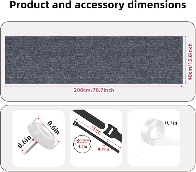 Couch Protector from Cat Claws 78.7"x15.8" Cat Scratching Mat Set, Cat Scratch Furniture Protector, Cat Scratching Post Scratch Pad Cover Replacement for Cat Tree Shelf Steps Couch Corner Wall