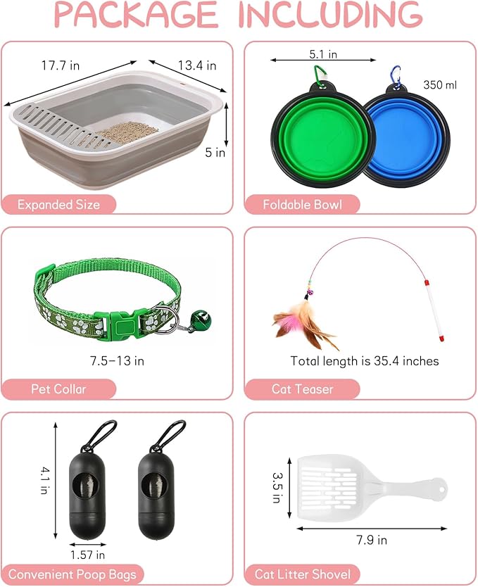 BNOSDM 8 Pcs Small Kitten Collapsible Litter Box Low Entry for Travel Set, Litter Boxes for Senior Cats, Foldable Cat Toilet, Open Small Litter Pan for Kittens (Grey)