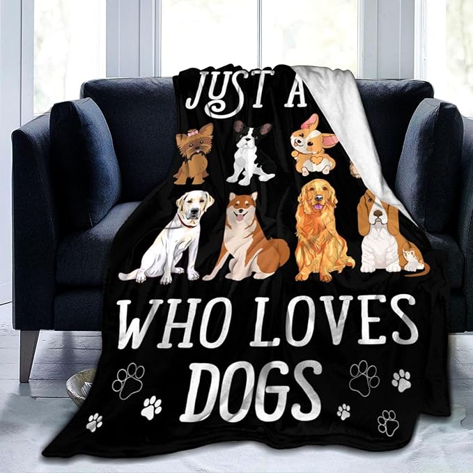 Soft Flannel Dog Throw Blanket for Kids & Adults - 80"x60"