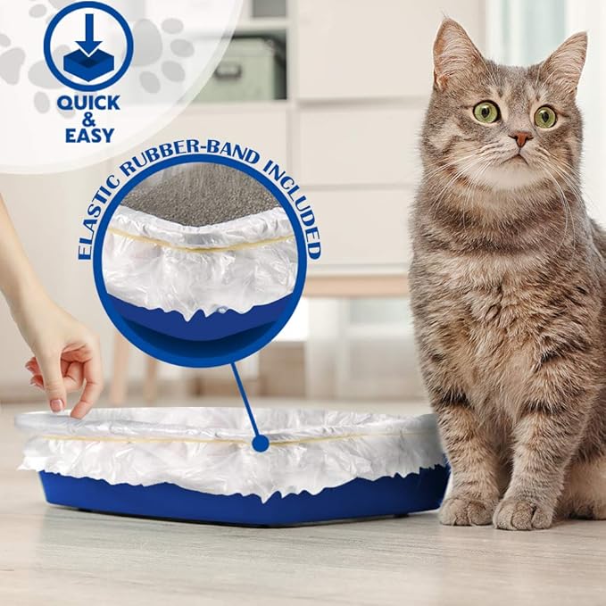 Alfapet Kitty Cat Pan Disposable, Sifting Liners- 10-Pack + 1 Transfer Liner-For Large, X-Large, Giant, Extra-Giant Size Litter Boxes-Included Rubber Band for Firm, Easy Fit - Pack of 5