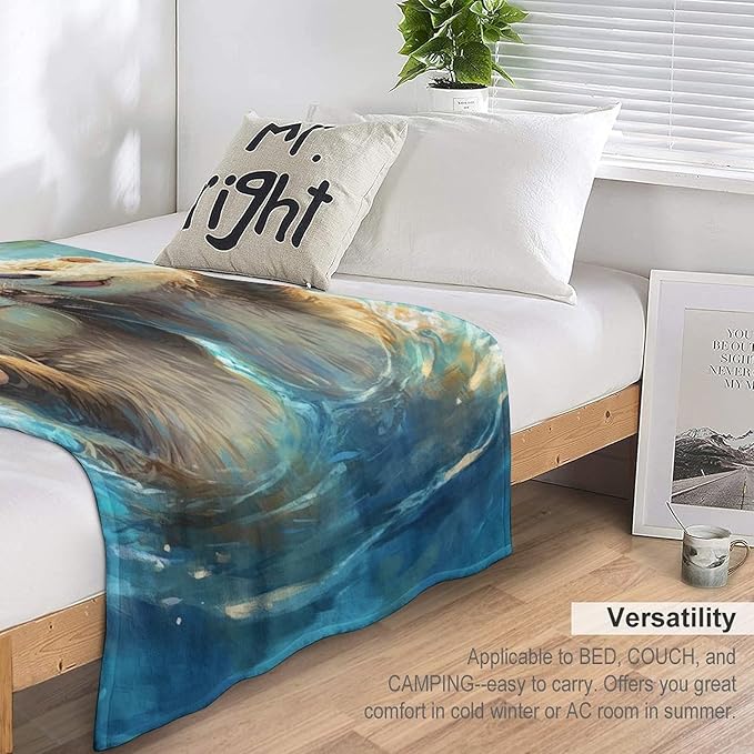 Otter Gifts for Girls, Boys & Kids - Otter Lover Throw Blankets, Soft & Warm Fleece & Flannel Plush Blankets for Bed, Sofa, Couch - 40"x50"