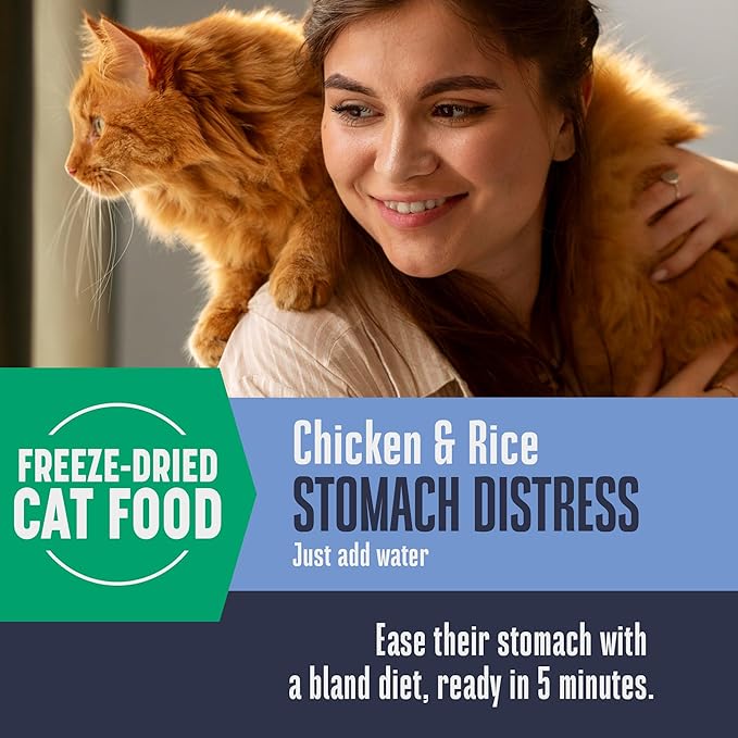 Whole Life Pet Freeze Dried Cat Food - Bland Diet for Cats with Sensitive Stomachs, Digestive Support, Anti-Diarrhea & Vomit Remedy – Human-Grade, Quick & Easy Chicken and Rice Meal, Ready in Minutes