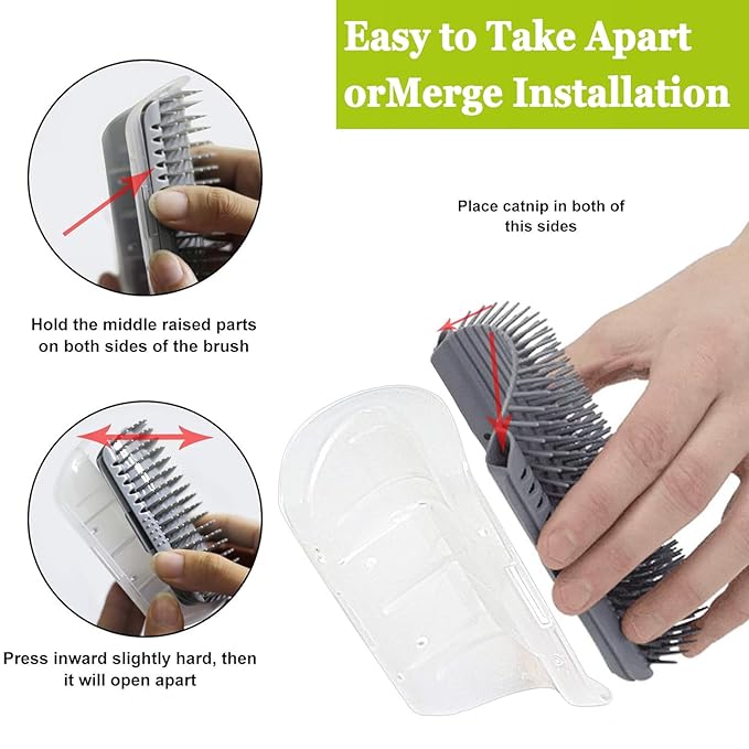 2 Pack Cat Self Groomer,Cat Self Grooming Corner Scratcher with Catnip,Massage Comb Brush for Long & Short Fur Cats Dogs