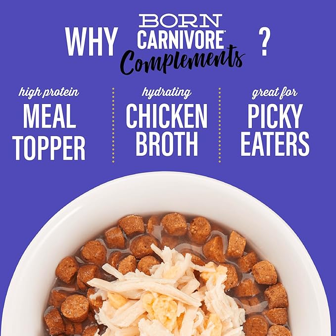 Tiki Cat Born Carnivore Complements Wet Cat Food Topper, Chicken & Egg 2.1 oz. Pouch (12 Count)