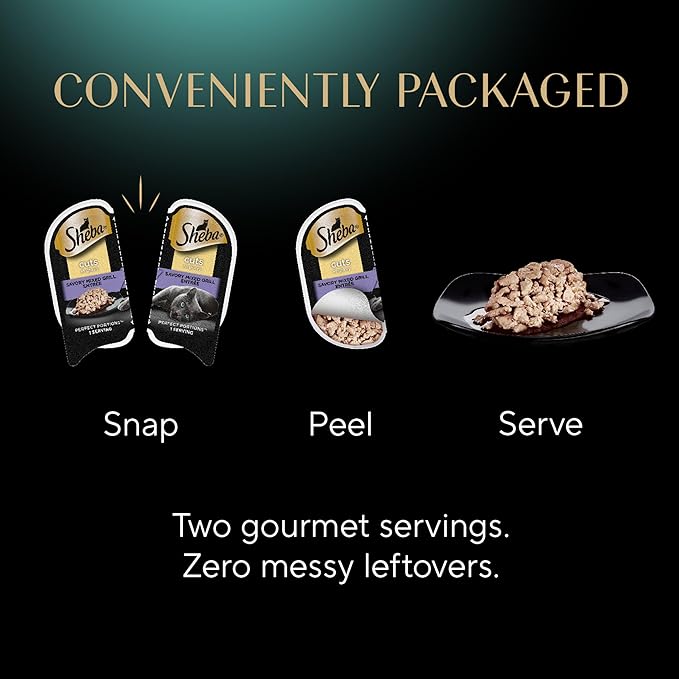 Sheba Perfect Portions Wet Cat Food Cuts in Gray Savory Mixed Grill Entree, 2.6 oz. Twin-Pack Trays (24 Count, 48 Servings)