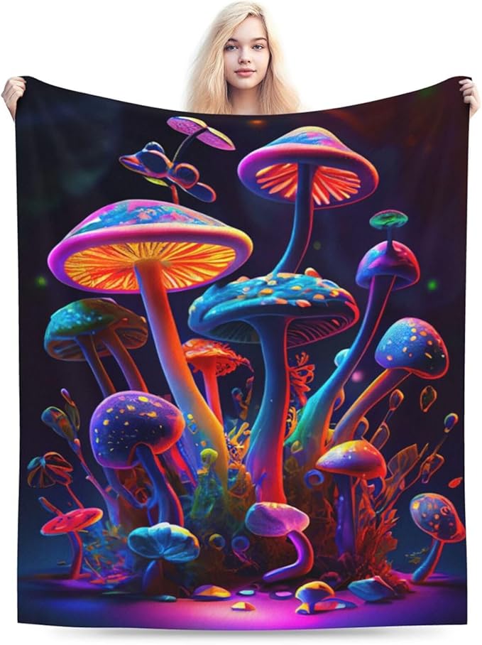 Mushroom Throw Blanket Mushroom Plush Fleece Soft Cozy Gifts Blanket for Kids Girls Adults Decor 40''X50''