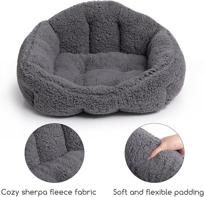 Hollypet Sherpa Fleece Dog Bed, Self-Warming Pet Bed for Small-Sized Dogs Cats Sleeping Bag Cushion, Rectangular Pet Bed, Deep Gray