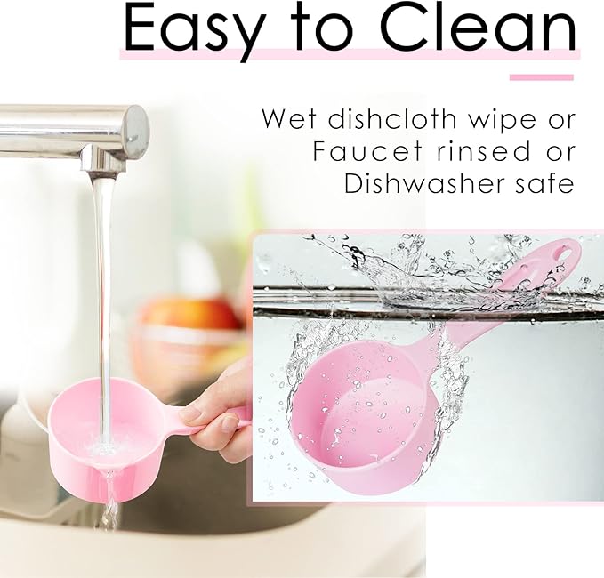 SUPERDESIGN 1 Cup Dog Food Scoop for Container Melamine Measuring Scoop for Dogs Cats Birds and Rabbits Pet Food Feeding Scoop Dishwasher Safe - Baby Pink