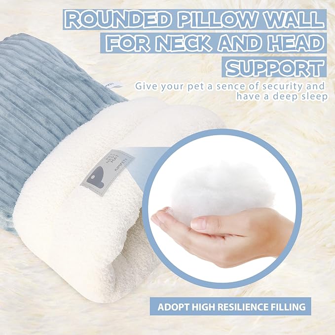 Cat Winter Sleeping Bag, Cat Bed Cave Sleeping Bag, Cat Sleeping Bag, 360°Wrap Comfortable Pet Snuggle Sack, Soft Plush Large Cat Sack - Size M（Gray Blue）