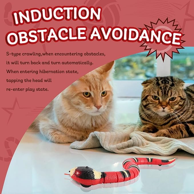 Kitten Toys,Smart Sensing Snake cat Toy,Interactive cat Toy,USB Rechargeable Electric Simulation Slithering Serpent-for Kids, Cats & Dogs,Game Play Toy