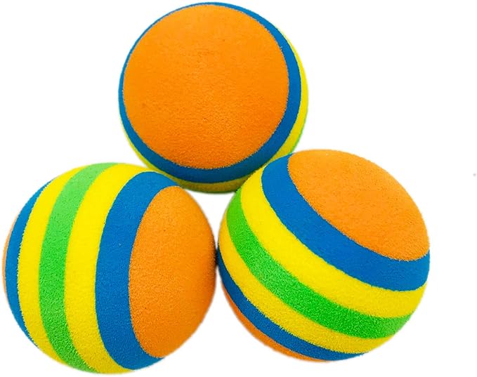 PET SHOW 15pcs 1.4" Interactive Cat Toy Balls for Indoor Cats Colorful Rainbow Soft Foam Kitten Toys Ball for Small Dogs Puppies Quiet Playing Stuff