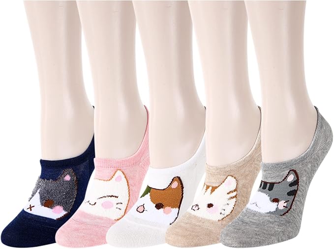 Benefeet Sox Womens Girls Cute No Show Liner Socks Non Slip Funny Patterned Low Cut Socks Novelty Cotton Loafer Footies Sock