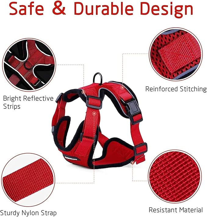 rabbitgoo Cat Harness and Leash for Walking, Escape Proof Soft Adjustable Vest Harnesses for Cats, Easy Control Breathable Reflective Strips Jacket, Red, S
