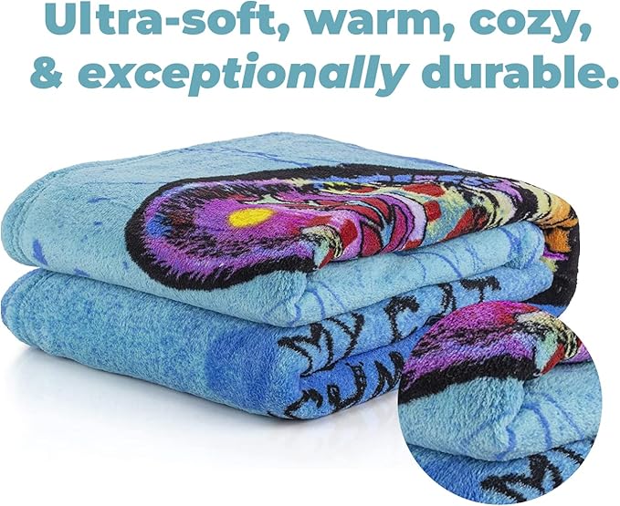 Dawhud Direct 50x60-Inch Fleece Throw Blanket - Dean Russo Cat Blanket for Adults and Kids - Soft and Cozy for Bed, Couch, or Travel - Thoughtful Cat Lover Gifts for Women