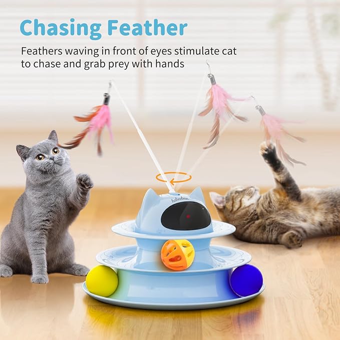 Interactive Cat Toys,5-in-1 Automatic Cat Toy for Indoor Cats, Rechargeable Hide and Seek Toy with PVC Cover