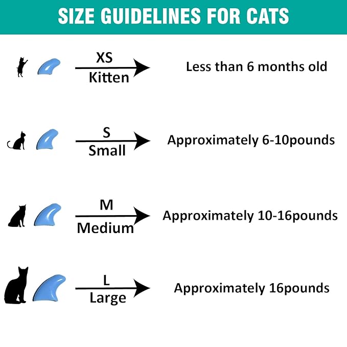 100 pcs Cat Nail Caps | Cat Claw Covers with Adhesives and Applicators | 5X Different Glitter Colors (XS)