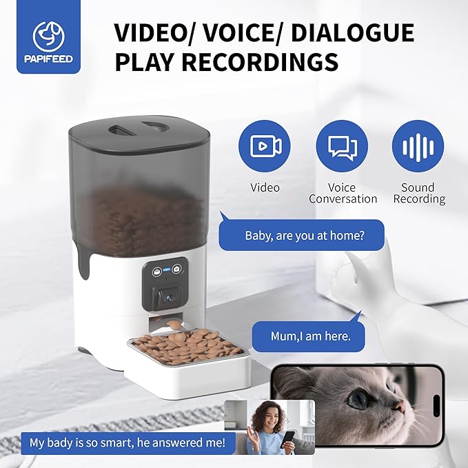 Automatic Cat Feeder with APP Two-Way Audio 2.4G WiFi Pet Feeder with Camera Easy to Clean Detachable Customizable Feeding Schedule 1-10 Meals Per Day Perfect for Cats Small Dogs 6L Capacity