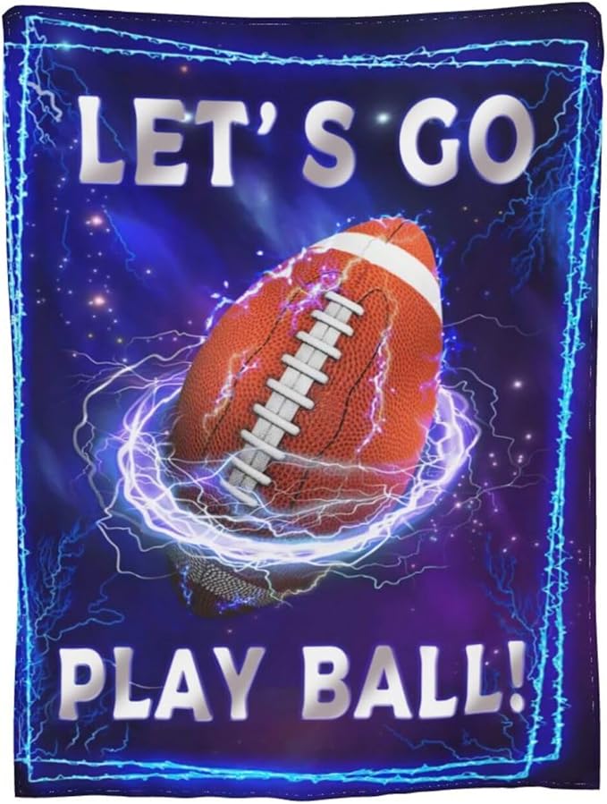 Football Blanket Sports Rugby Plush Throw Blanket Super Soft Cozy Warm Fleece Bedding Football Blanket Gifts for Kids Girls Boys Women 60"X80"