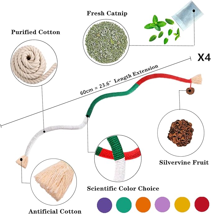 Cat Toys 21PCS Catnip Toy for Indoor Kitten Toys Cat Chew Stick for Dental Cleaning Teeth Cat Silvervine Rope Treat Kitty Feather Snack for for Kick Molar Scratch Self Play Interactive Boredom