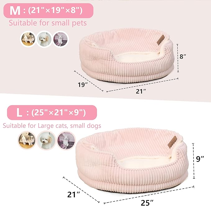Cat Beds for Indoor Cats,with Soft Hooded Blanket.Comfortable Cute cat Bed,Removable Inner pad Washable with Non-Slip Bottom,Cozy Kitten、Small Dog Bed (Pink)